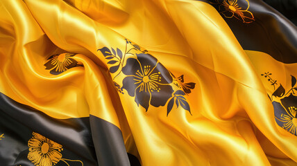 Satin Fabric Resembling Brunei Flag’s Colors for National Celebration or Event Background