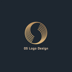 Golden letter SO s o logo with leading lines and road concept design. Letters with geometric design