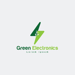 Eco electric with leaf vector logo design. Suitable for business, web, nature, environment, recycle and electric symbol