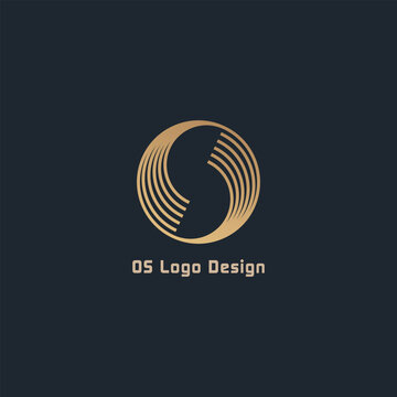Golden letter SO s o logo with leading lines and road concept design. Letters with geometric design