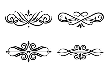 
Vintage Filigree Swirls, calligraphy decorative scroll, Fancy Line Flourishes Swirls Elements, vintage curly line Text Ornaments, curls text divider flourish Swirl, calligraphic curl lines
