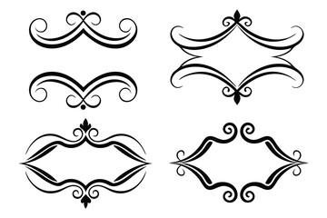 
Vintage Filigree Swirls, calligraphy decorative scroll, Fancy Line Flourishes Swirls Elements, vintage curly line Text Ornaments, curls text divider flourish Swirl, calligraphic curl lines
