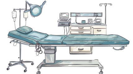 Professional Hospital Operating Couch Medical Equipment Vector Illustration
