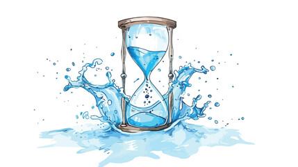Hand-drawn Hourglass Underwater Vector Isolated on White Background
