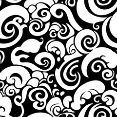 Chinese-inspired doodle tile seamless patterns in an illustrator graphic style