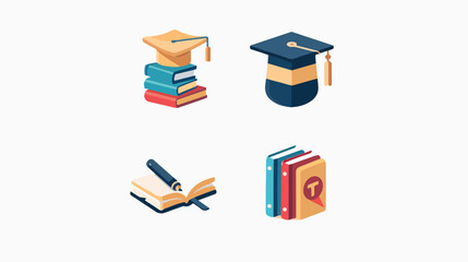 Huge Education Icon Set - Four Flat Vector Isolated on White Background