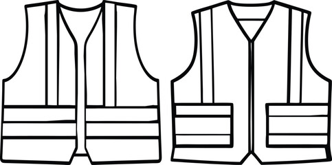 Safety vest icon. High visibility jacket symbol. Protective safety clothing with reflective stripes. Vector illustration 