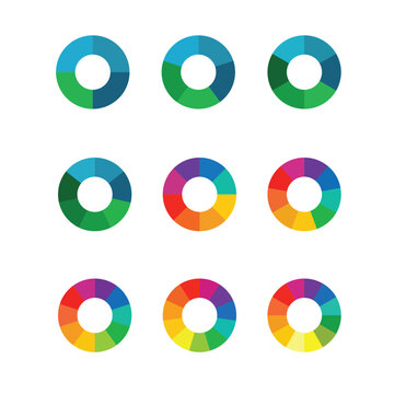 Circle pie chart. 4,5,6,7,8,9,10 11 12 sections or steps Flat process cycle Progress sectors on white background.