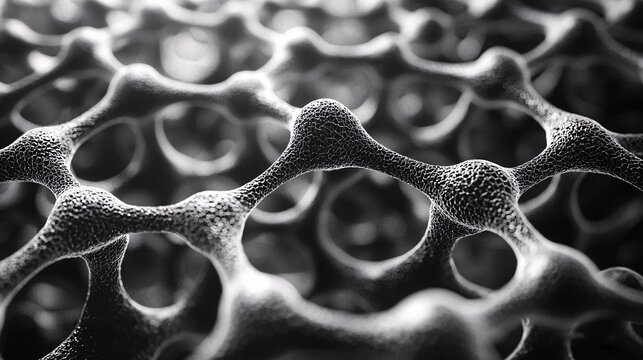 A magnified view of carbon nanomaterials with a focus on the intricate hexagonal lattice formed by the atoms
