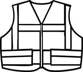 Safety vest icon. High visibility jacket symbol. Protective safety clothing with reflective stripes. Vector illustration 