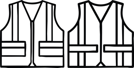 Safety vest icon. High visibility jacket symbol. Protective safety clothing with reflective stripes. Vector illustration 