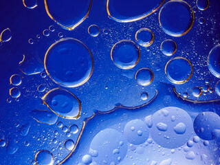 Bubbles on blue background. Abstract oxygen bubble water in sea sponge on blue background.Blue circle bubble water