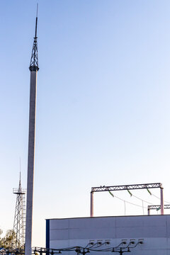 Image of the lightning rods at the power substation. Clean energy