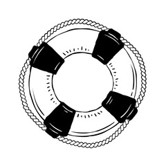 Lifebuoy icon, vector illustration in doodle style