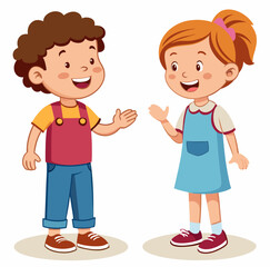 Two Kids Talking Cartoon Character vector illustration stock illustration