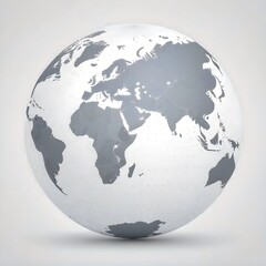 Obraz premium Simple Grayscale Globe Illustration of Earth’s Continents and Oceans