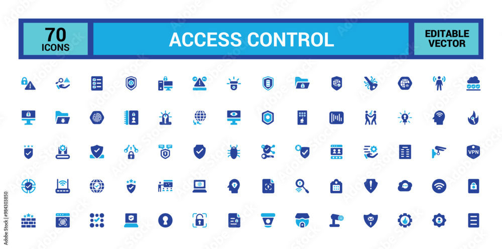 Poster set of colorful access control icons. smart house icon pack, color filled icon set for web and ui. s