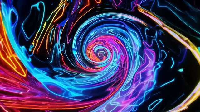 Abstract background with a swirling vortex of neon colors in abstract, psychedelic patterns under colorful lighting

.