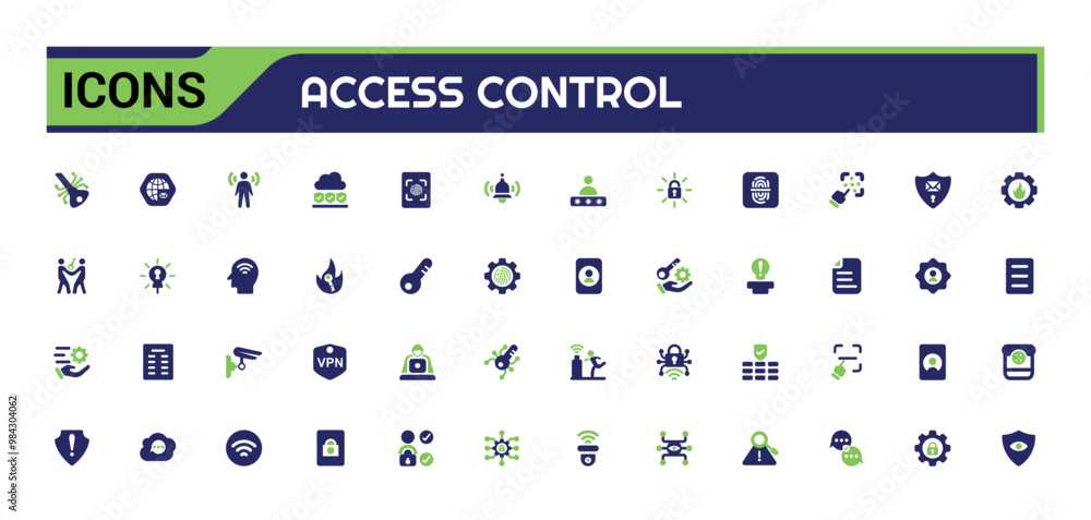 Poster set of colorful access control icons. smart house icon pack, color filled icon set for web and ui. s