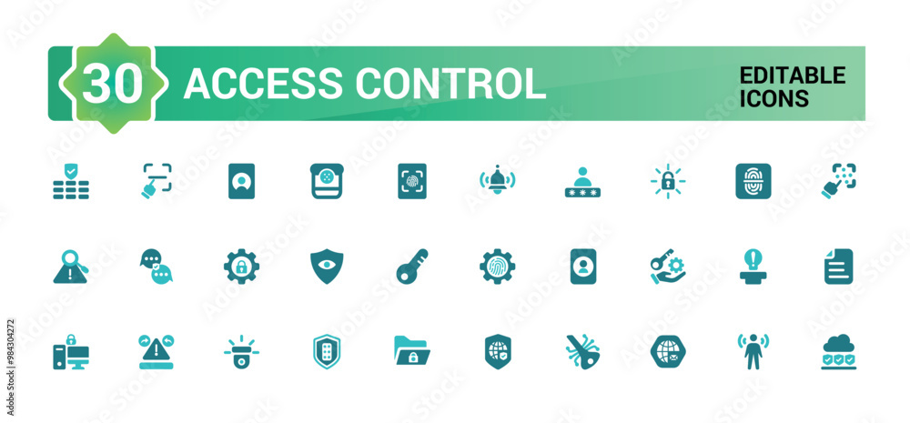 Poster set of colorful access control icons. smart house icon pack, color filled icon set for web and ui. s