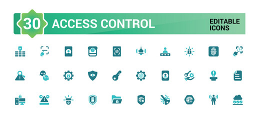 Set of colorful access control icons. Smart house icon Pack, color filled icon set for web and ui. Solid icon collection. Vector illustration.