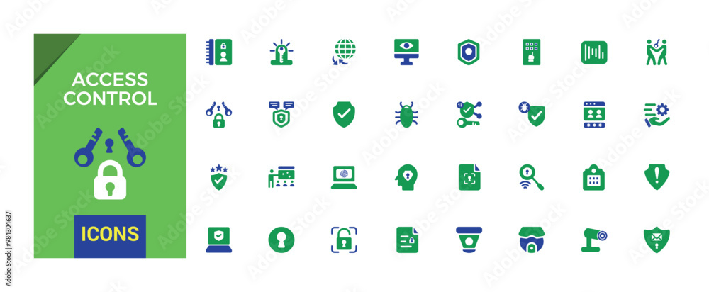 Poster set of colorful access control icons. smart house icon pack, color filled icon set for web and ui. s
