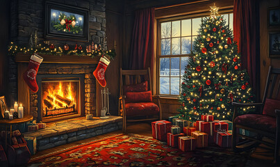 Christmas and New Year-themed graphic background