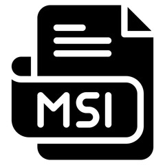 Vector Icon msi, file type, file format, file extension, document