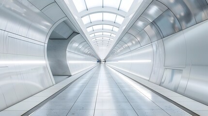 Minimalist Metro Station with Clean Lines and Modern Architecture Interior Mockup Scene