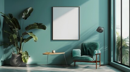 Minimalist Modern Living Room with Blank Frame Wall Decor