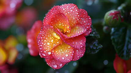A close-up of a vibrant, dew-covered flower showcasing its beauty and freshness.