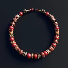 3D Necklace Icon: Fashion Jewelry with Beads Logo Illustration