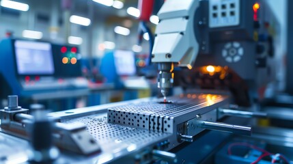Naklejka premium CNC machine in an advanced engineering workshop