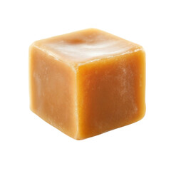Caramel cube isolated on transparent background, cut-out png