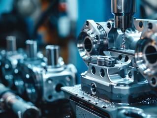 Naklejka premium CNC machine producing custom automotive parts