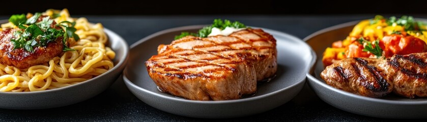 Gourmet Food Photography Stylish Plates, Trendy Aesthetic Vibrant Ingredients, Capture Delicious Moments