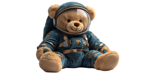 a teddy bear wearing a space suit