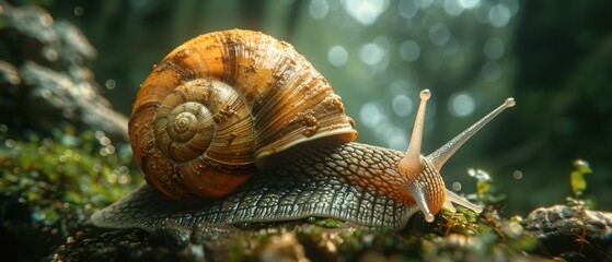 Close-up of a Snail on a Forest Floor