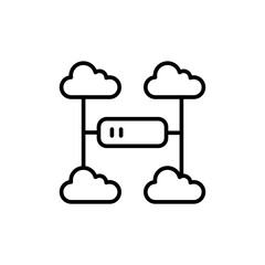 Cloud storage outline icons, minimalist vector illustration ,simple transparent graphic element .Isolated on white background