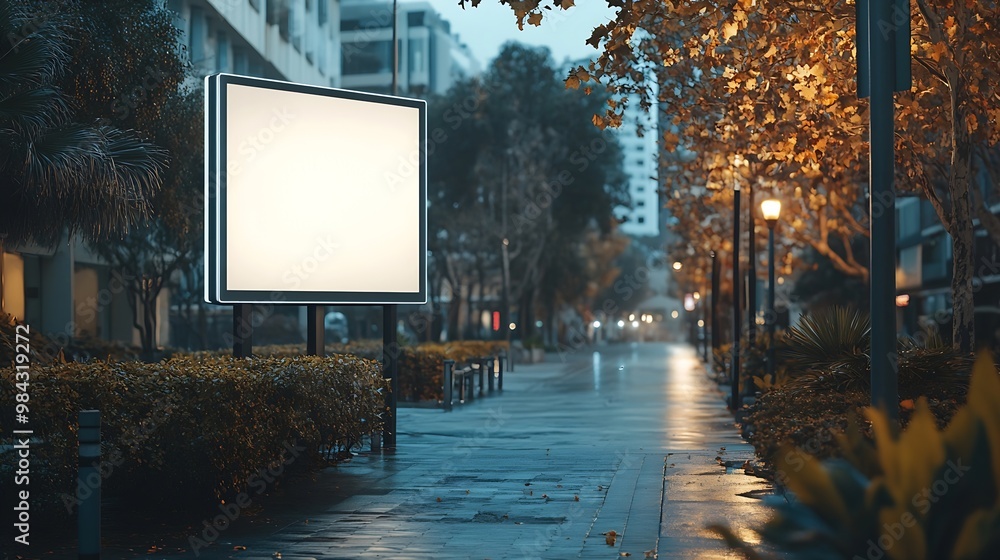 Aufkleber billboard rectangular white mockup city advertisement on the parking image : generative ai