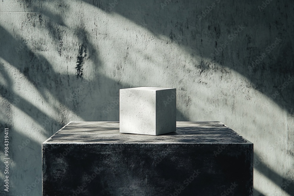 Poster concrete cube product display minimalist background