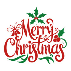 Merry Christmas vector silhouette calligraphy letter Design with transparent background