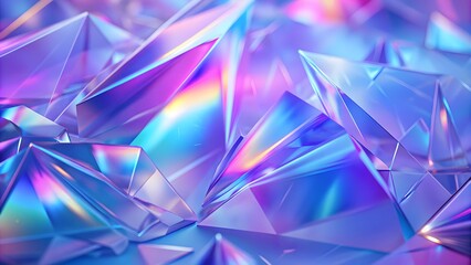 Holographic background with glass shards. Rainbow reflexes in pink and purple color. Abstract trendy pattern. 