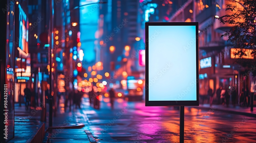 Aufkleber blank mock up of vertical street poster billboard on city background electronic modern empty scorebo