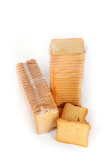 packets of rusks isolated on white