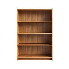 Isolated Wooden Bookshelf on Clean White Background