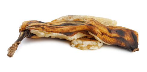 Crushed overripe banana isolated on a white background.