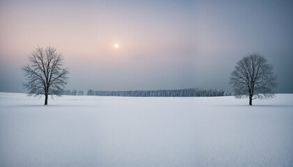 Wintery Season Landscape white fields and ice, nature and forest stock photo