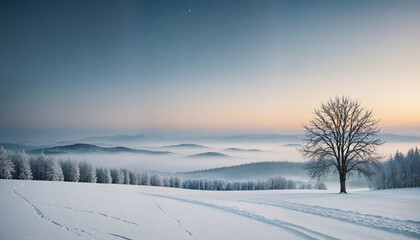 Wintery Season Landscape white fields and ice, nature and forest stock photo