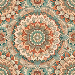 Seamless Boho Mandala Pattern for Fashion & Home Decor &ndash; Earthy Tones